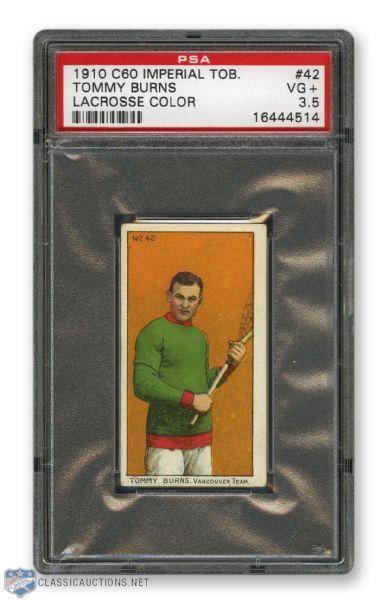 1910-11 Imperial Tobacco C60 #42 HOFer Tommy Burns RC - Graded PSA 3.5