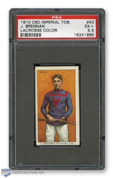 1910-11 Imperial Tobacco C60 #43 J. Brennan RC - Graded PSA 5.5 - Highest Graded!