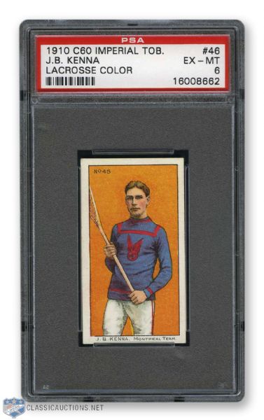 1910-11 Imperial Tobacco C60 #46 Jerry Kenna RC - Graded PSA 6 - Highest Graded!