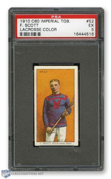 1910-11 Imperial Tobacco C60 #52 F. Scott RC - Graded PSA 5 - Highest Graded!