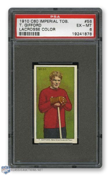 1910-11 Imperial Tobacco C60 #56 HOFer Tom Gifford RC - Graded PSA 6 - Highest Graded!