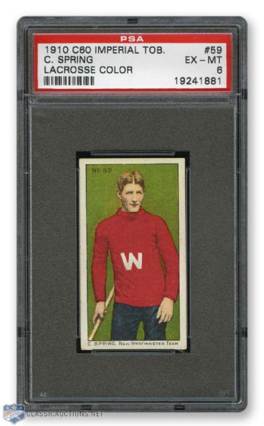 1910-11 Imperial Tobacco C60 #59 HOFer Cliff "Doughy" Spring RC - Graded PSA 6 - Highest Graded!