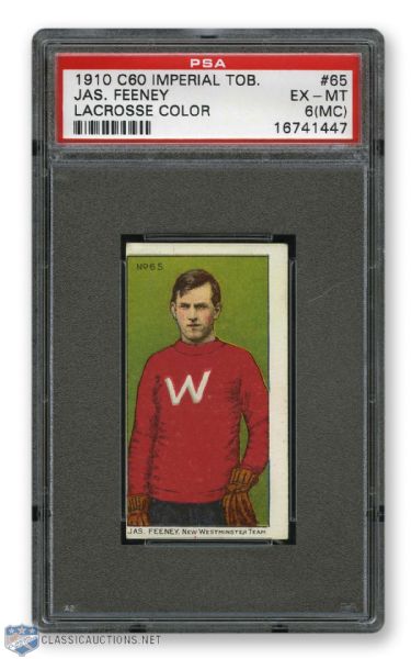 1910-11 Imperial Tobacco C60 #65 HOFer James "Pat" Feeney RC - Graded PSA 6 (MC)
