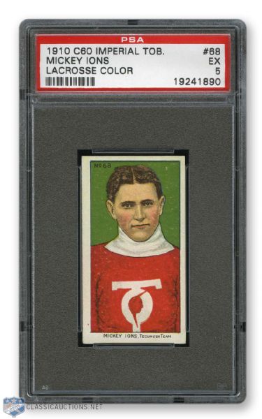 1910-11 Imperial Tobacco C60 #68 HOFer Fred J. "Mickey" Ions RC - Graded PSA 5