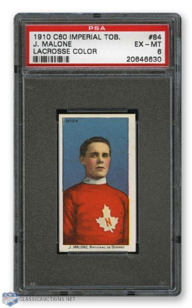 1910-11 Imperial Tobacco C60 #84 HOFer Joe "Phantom Joe" Malone RC - Graded PSA 6 - Highest Graded!