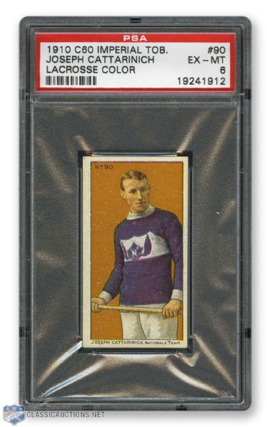 1910-11 Imperial Tobacco C60 #90 HOFer Joseph "Joe" Cattarinich RC - Graded PSA 6 - Highest Graded!