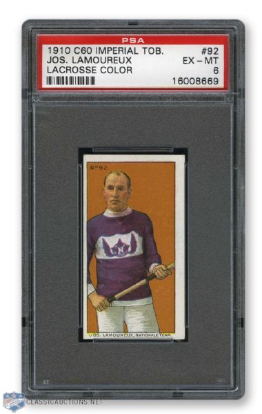 1910-11 Imperial Tobacco C60 #92 Joseph "Oncle" Lamoureux RC - Graded PSA 6 - Highest Graded!