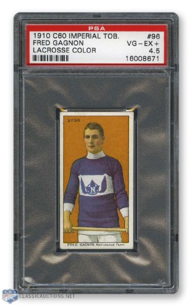 1910-11 Imperial Tobacco C60 #96 Fred Gagnon RC - Graded PSA 4.5