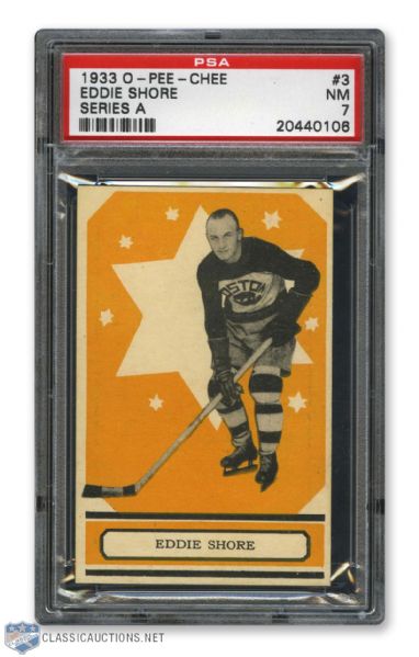 1933-34 O-Pee-Chee V304 #3 HOFer Eddie "The Edmonton Express" Shore RC - Graded PSA 7