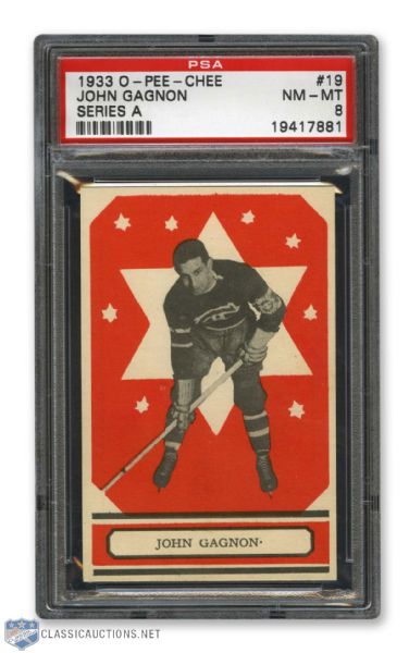 1933-34 O-Pee-Chee V304 #19 Johnny "Black Cat" Gagnon RC - Graded PSA 8 - Highest Graded!