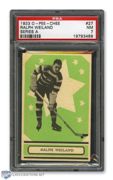 1933-34 O-Pee-Chee V304 #27 HOFer Ralph "Cooney" Weiland RC - Graded PSA 7
