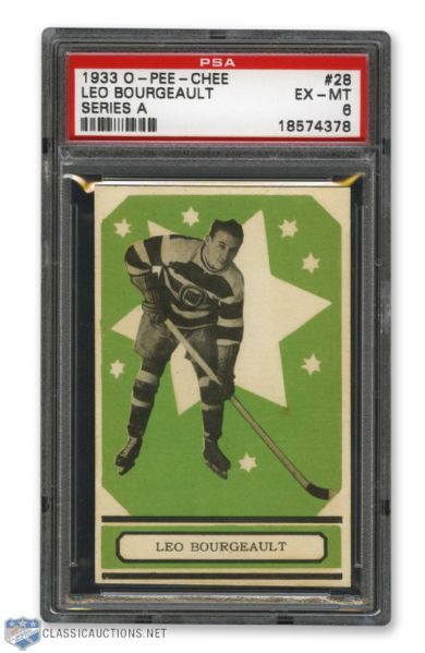 1933-34 O-Pee-Chee V304 #28 Leo Bourgeault RC - Graded PSA 6 - Highest Graded!