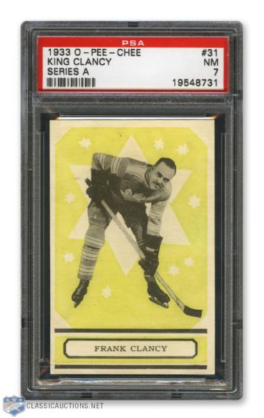 1933-34 O-Pee-Chee V304 #31 HOFer Frank "King" Clancy - Graded PSA 7