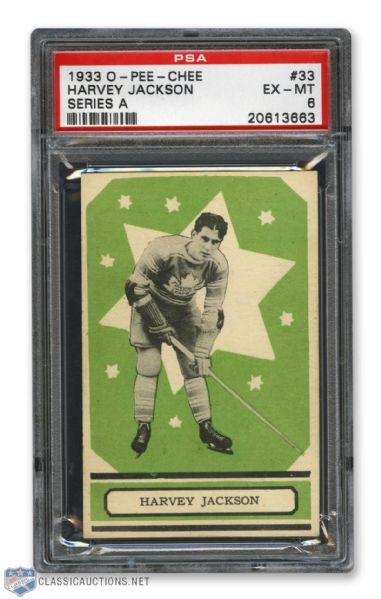 1933-34 O-Pee-Chee V304 #33 HOFer Harvey "Busher" Jackson RC - Graded PSA 6