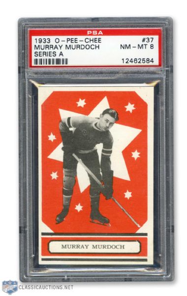 1933-34 O-Pee-Chee V304 #37 Murray "Iron Man" Murdoch RC - Graded PSA 8 - Highest Graded!
