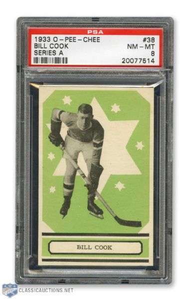 1933-34 O-Pee-Chee V304 #38 HOFer William "Bill" Cook - Graded PSA 8 - Highest Graded!