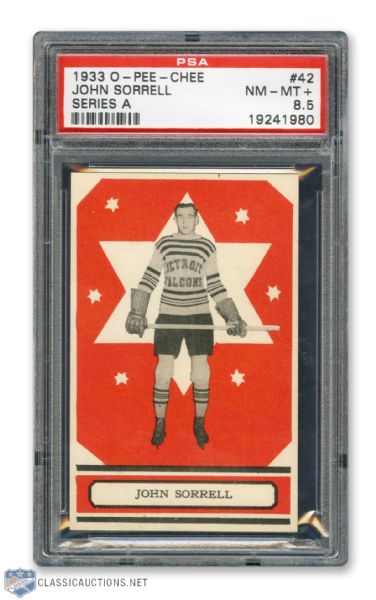 1933-34 O-Pee-Chee V304 #42 Johnny "Long John" Sorrell RC - Graded PSA 8.5 - Highest Graded!