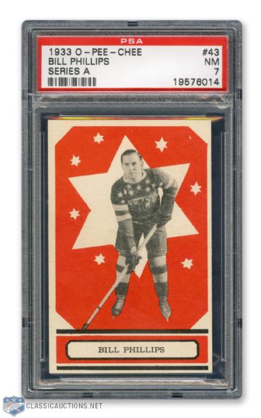 1933-34 O-Pee-Chee V304 #43 Bill "Batt" Phillips RC - Graded PSA 7