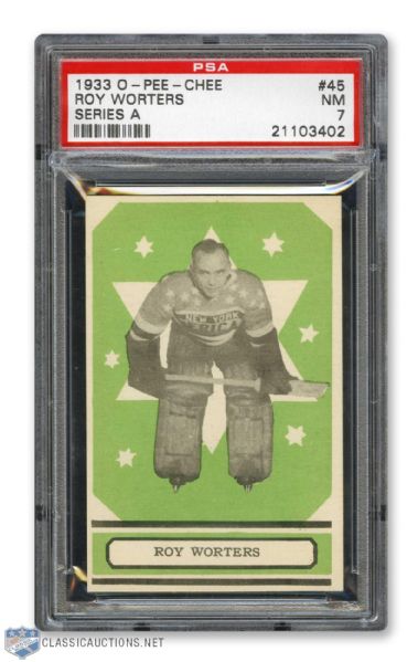 1933-34 O-Pee-Chee V304 #45 Roy "Shrimp" Worters RC - Graded PSA 7 - Highest Graded!