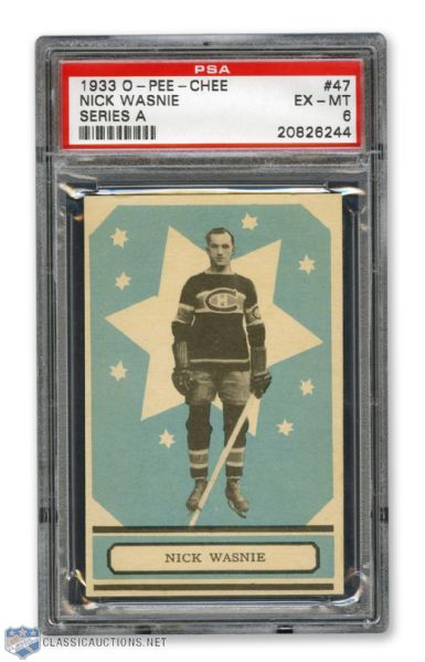 1933-34 O-Pee-Chee V304 #47 Nicholas "Nick" Wasnie RC - Graded PSA 6
