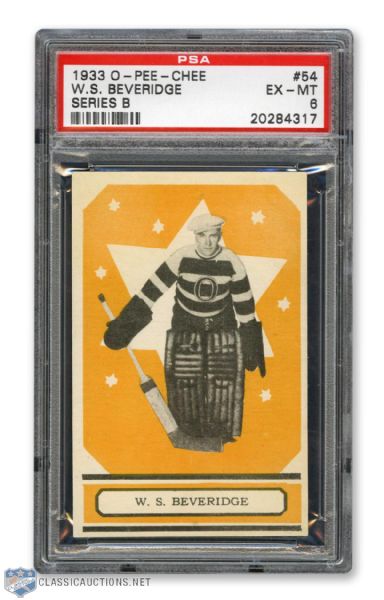 1933-34 O-Pee-Chee V304 #54 William "Bill" Beveridge RC - Graded PSA 6