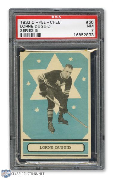 1933-34 O-Pee-Chee V304 #58 Lorne Duguid - Graded PSA 7 - Highest Graded!