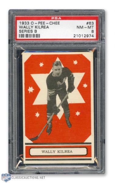 1933-34 O-Pee-Chee V304 #63 Walter "Wally" Kilrea RC - Graded PSA 8 - Highest Graded!