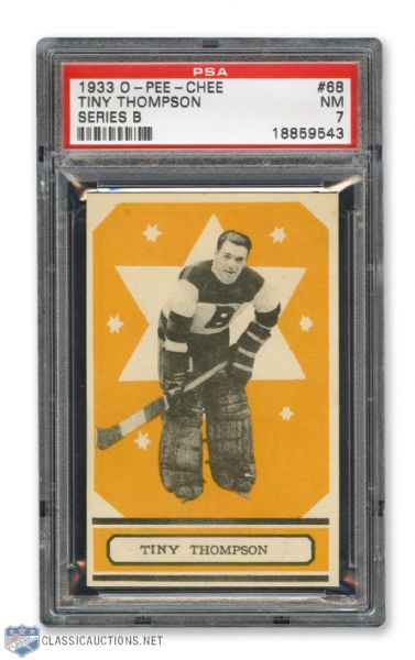 1933-34 O-Pee-Chee V304 #68 HOFer Cecil "Tiny" Thompson RC - Graded PSA 7