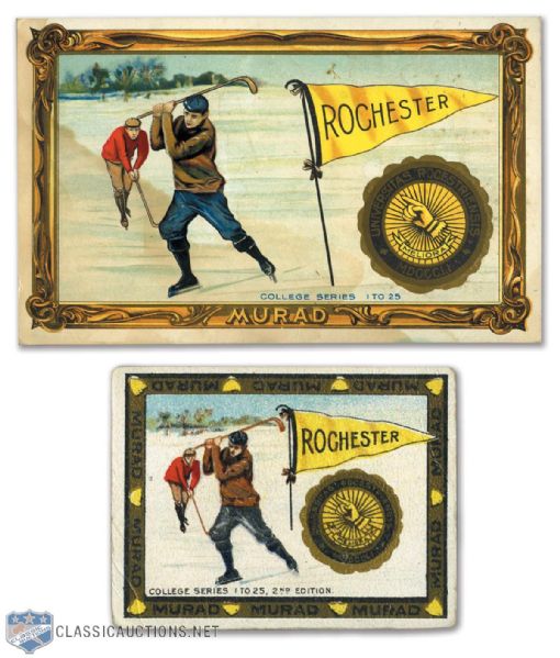 1909-10 Murad Cigarette Rochester Hockey Card and 1910-11 Rochester Hockey Large Premium Card