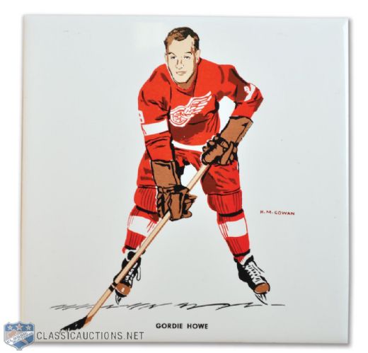 Rare 1962-63 H.M. Cowan/Screenarts Gordie Howe Detroit Red Wings Tile