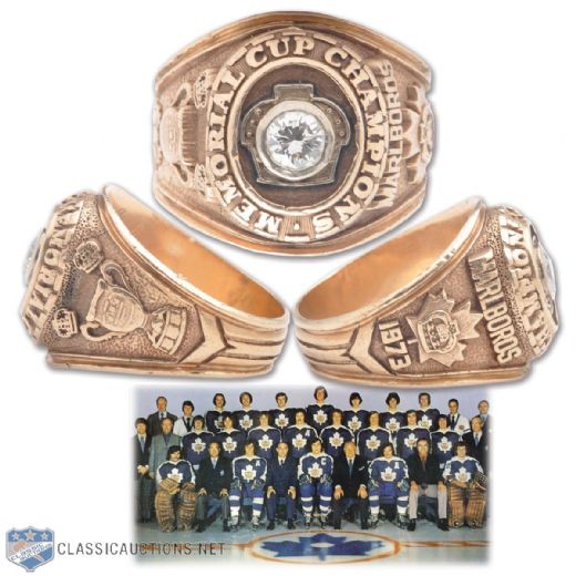 Bob Daileys 1973 Toronto Marlboros Memorial Cup Championship 10K Gold and Diamond Ring