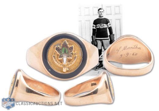 Sylvio Manthas 1960 Hockey Hall of Fame Induction 10K Gold Ring