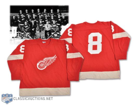 Detroit Red Wings Late-1950s Game-Worn Wool Jersey - Team Repairs!