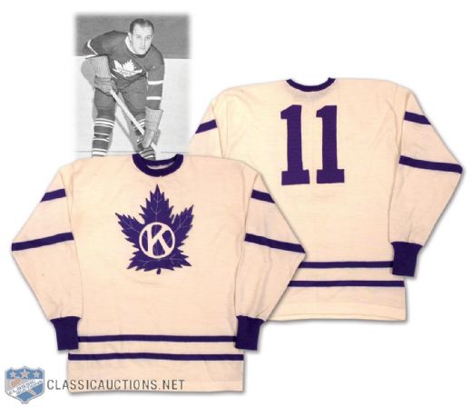Dave "Sweeney" Schriners Circa 1943 Toronto Maple Leafs Kiwanis All-Star Jersey Obtained from Family