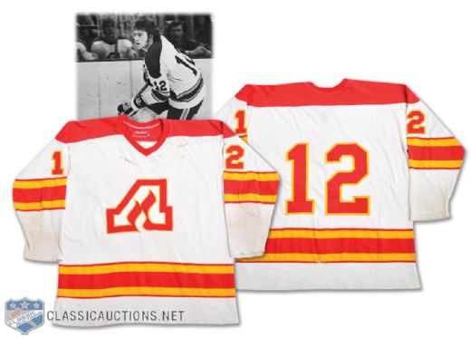 Tom Lysiaks Mid-1970s Atlanta Flames Game-Worn Jersey - Team Repairs!