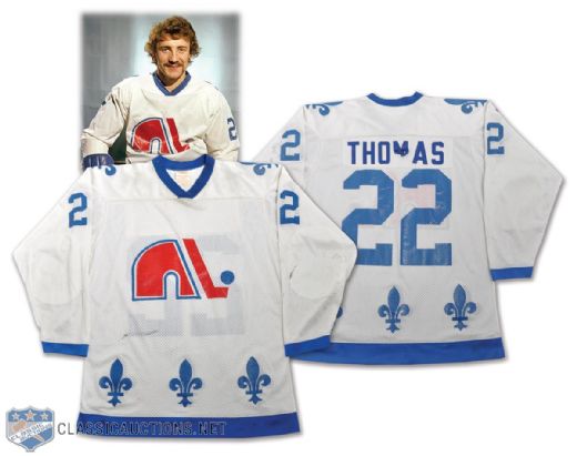 Reg Thomas 1979-80 Quebec Nordiques Inaugural Season Game-Worn Jersey