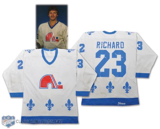 Jacques Richards 1980-81 Quebec Nordiques Game-Worn Jersey - Team Repairs!