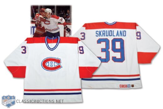 Brian Skrudlands 1989-91 Montreal Canadiens Game-Worn Jersey - Team Repairs!