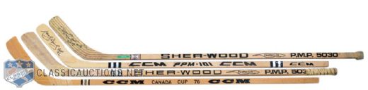 Middletons and Taylors Game-Used Sticks Plus Dionnes and Espositos Game-Issued Sticks