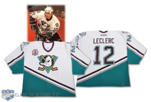 Mike Leclercs 2002-03 Anaheim Mighty Ducks Stanley Cup Finals Game-Worn Jersey with LOA