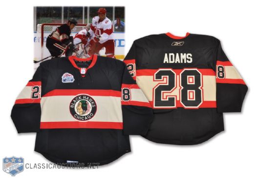 Craig Adams 2009 Winter Classic Chicago Black Hawks Game-Worn Jersey with LOA