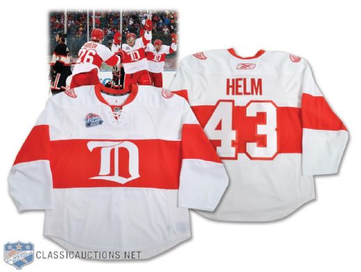 Darren Helms 2009 Winter Classic Detroit Red Wings Game-Issued Jersey with LOA