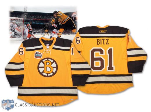Byron Bitzs 2010 Winter Classic Boston Bruins Game-Worn Jersey with LOA