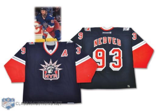 Petr Nedveds 2002-03 New York Rangers Game-Worn Alternate Captains "Liberty" Third Jersey with LOA