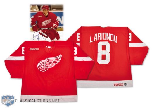 Igor Larionovs 1999-2000 Detroit Red Wings Game-Worn Jersey with 2000 Patch - Team Repairs!
