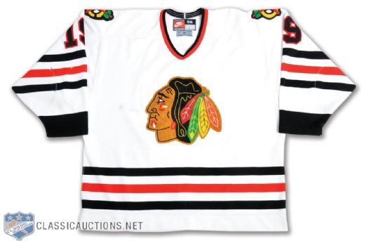 Ethan Moreaus 1996-97 Chicago Black Hawks Signed Game-Worn Jersey with LOA
