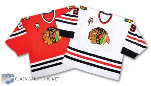 Valeri Zelepukins 2000-01 Chicago Black Hawks Game-Worn Home and Away Jerseys with Hawks 75th Patch with LOAs