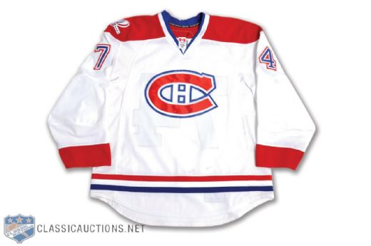 Sergei Kostitsyns 2009-10 Montreal Canadiens Game-Worn Playoffs Jersey with Centennial Patch and Team LOA
