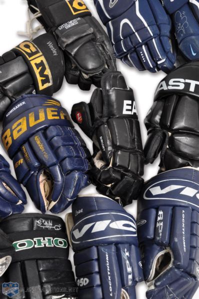 Assorted NHL Game-Used Gloves Collection of Six Pairs