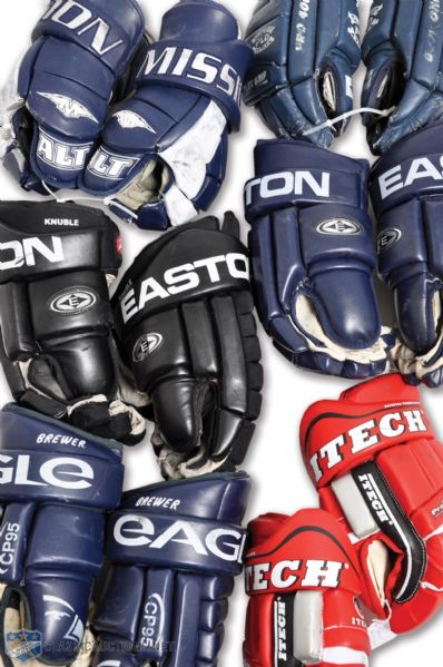 Assorted NHL Game-Used Gloves Collection of Six Pairs